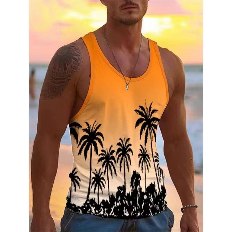 Herren 3D-Druck Hawaiian Ärmellose Weste Sommer Strand Rettungsschwimmer Freizeitkleidung Herren Rundhals Outdoor Sport T-Shirt Top S-5XL 6XL von Joom DACH