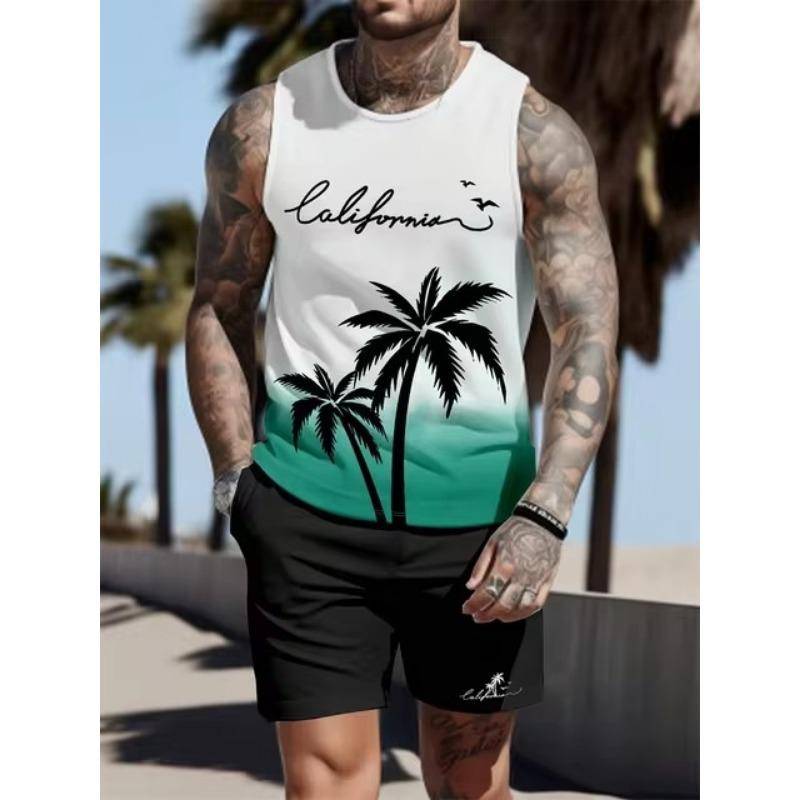 Herren 3D-Druck Hawaiian Ärmellose Weste Sommer Strand Rettungsschwimmer Freizeitkleidung Herren Rundhals Outdoor Sport T-Shirt Top S-5XL L von Joom DACH