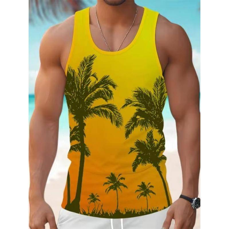 Herren 3D-Druck Hawaiian Ärmellose Weste Sommer Strand Rettungsschwimmer Freizeitkleidung Herren Rundhals Outdoor Sport T-Shirt Top S-5XL XXL von Joom DACH