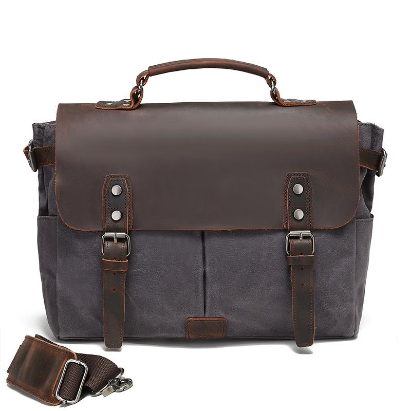 Herren Aktentasche Canvas Umhängetasche Herren Stilvolle Hand Crossbody Tasche Brusttasche Computertasche Messenger Bag Thirteen inches graue von Joom DACH