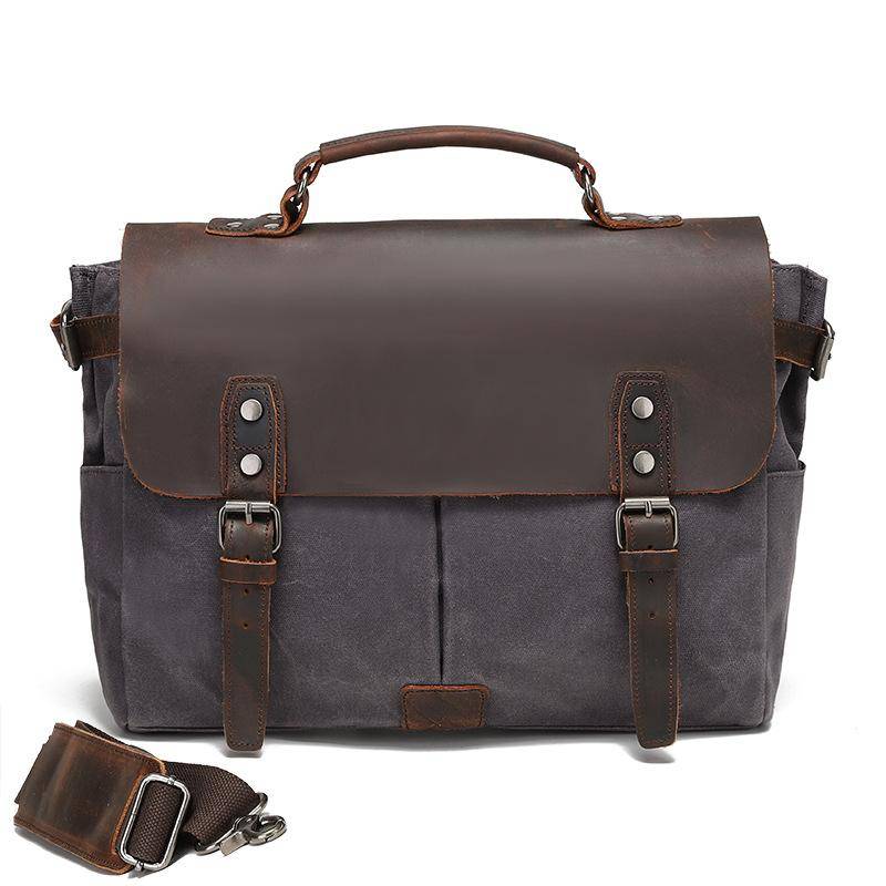 Herren Aktentasche Canvas Umhängetasche Herren Stilvolle Hand Crossbody Tasche Brusttasche Computertasche Messenger Bag Thirteen inches graue von Joom DACH