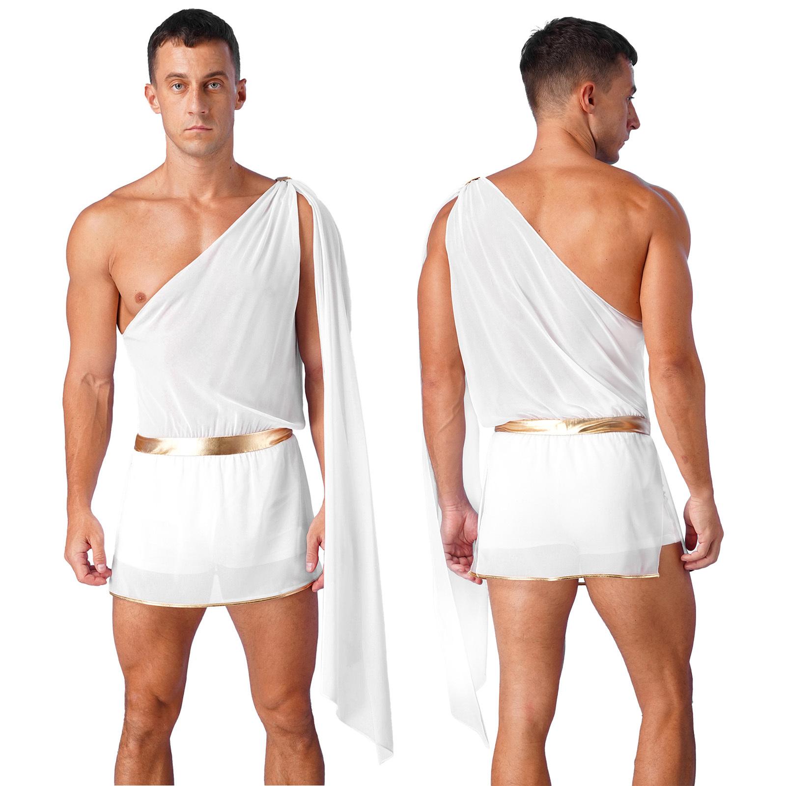 Herren Antiker Griechischer Gott Gladiator Rollenspiel Kostüm Ein Schulterriemen Rock Herr Toga Halloween Karneval Themenparty Cosplay Anzug XL von Joom DACH