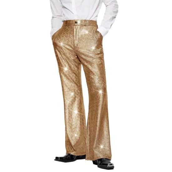 Herren Anzughose Glänzende Pailletten Gerades Weites Bein Hochzeitshose mit Taschen Nachtclub Tanz Rollenspiel Lange Hose Streetwear M goldgelb von Joom DACH