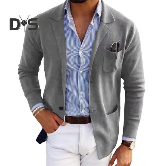 Herren Anzugjacke Einfarbig Revers Langarm Einreihig Design Anzugjacke mit Taschen Vorne Offen Business Arbeitskleidung L licht grau von Joom DACH