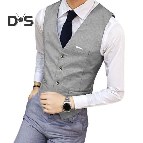 Herren Anzugweste V-Ausschnitt Ärmellos Einfarbig Slim Fit Einreihig Strickjacke Formeller Businessmantel Bräutigam Hochzeitsmantel 3XL grau von Joom DACH