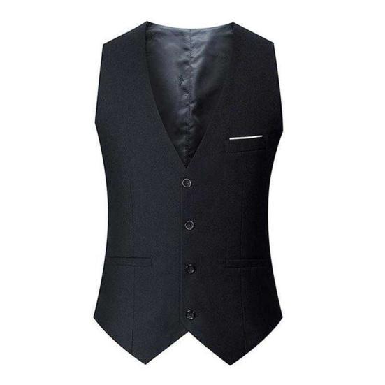 Herren Anzugweste V-Ausschnitt Ärmellos Einreiher Slim Fit Business Weste Uni XL schwarz von Joom DACH