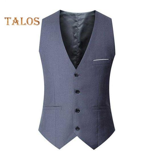 Herren Anzugweste V-Ausschnitt Ärmellos Einreihig Slim Fit Business Weste Einfarbig Formelle Kleidung Weste 3XL grau von Joom DACH