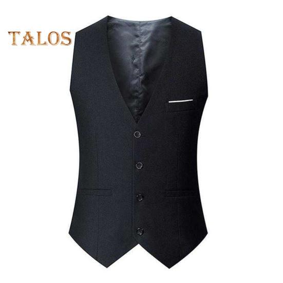 Herren Anzugweste V-Ausschnitt Ärmellos Einreihig Slim Fit Business Weste Einfarbig Formelle Kleidung Weste 3XL schwarz von Joom DACH