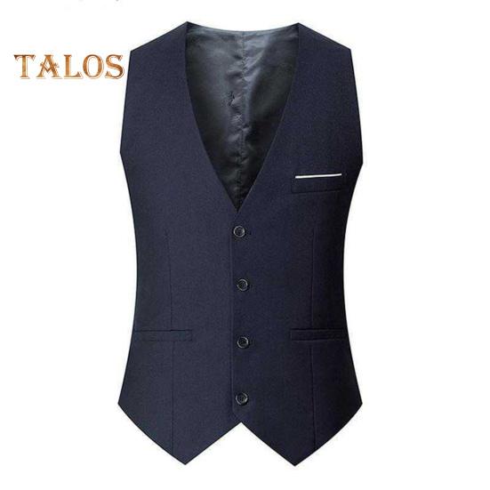 Herren Anzugweste V-Ausschnitt Ärmellos Einreihig Slim Fit Business Weste Einfarbig Formelle Kleidung Weste M navy blau von Joom DACH