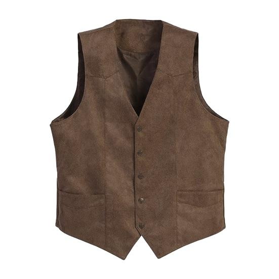 Herren Anzugweste V-Ausschnitt Ärmellos Einreihig Slim Fit Weste mit Taschen Einfarbig Formelle Business Weste Mantel XXXL kaffeebraun von Joom DACH