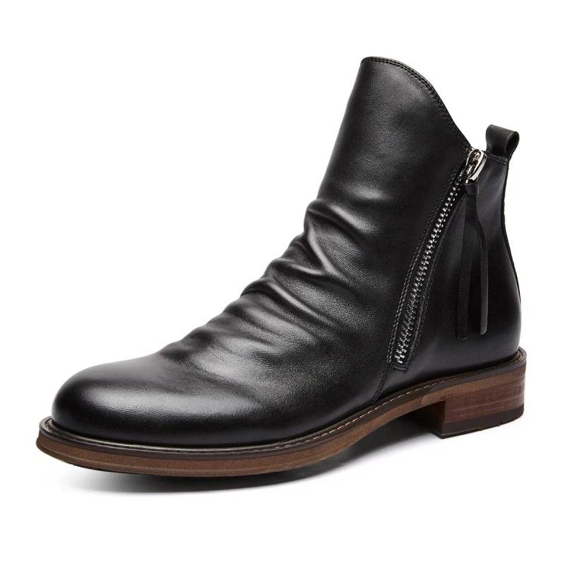 Herren Arbeitsstiefel Neue Chelsea Boots Lederstiefeletten Doppelseitiger Reißverschluss Rutschfester Schuh für Herren Plateaustiefel Zapatos De Hombre 45 schwarz von Joom DACH