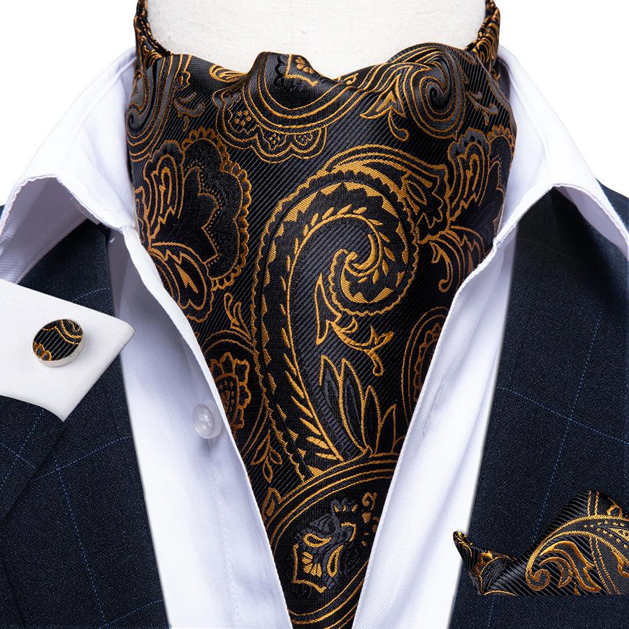 Herren Ascot Krawatte Blau Rot Krawatte für Business Paisley Seidenkrawatte Einstecktuch Manschettenknöpfe Krawattenset DibanGu AS-2011 von Joom DACH