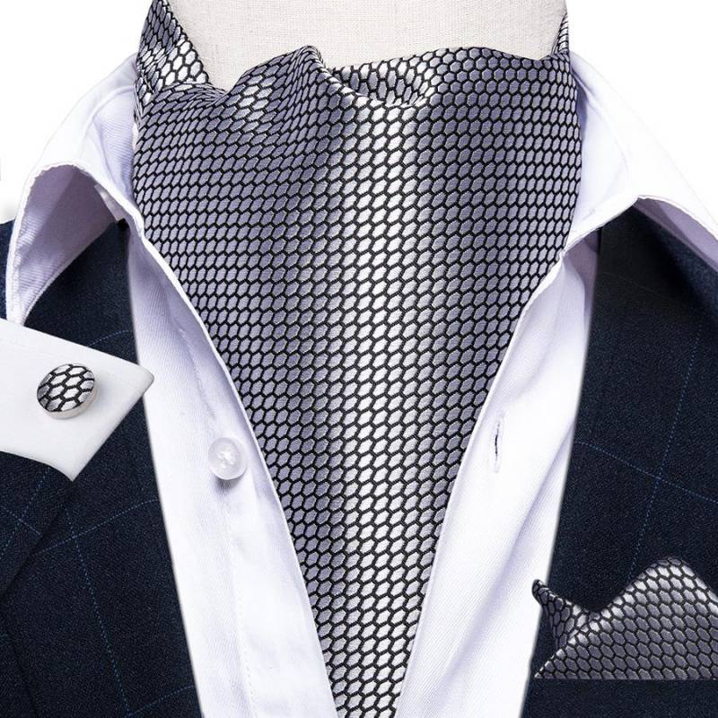 Herren Ascot Krawatte Blau Rot Krawatte für Business Paisley Seidenkrawatte Einstecktuch Manschettenknöpfe Krawattenset DibanGu AS-2017 von Joom DACH