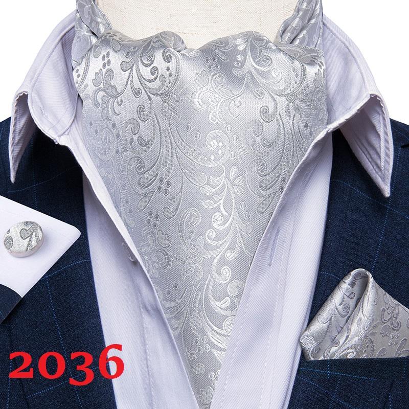 Herren Ascot Krawatte Blau Rot Krawatte für Business Paisley Seidenkrawatte Einstecktuch Manschettenknöpfe Krawattenset DibanGu AS-2036 von Joom DACH