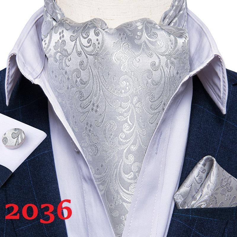 Herren Ascot Krawatte Blau Rot Krawatte für Business Paisley Seidenkrawatte Einstecktuch Manschettenknöpfe Krawattenset DibanGu AS-2036 von Joom DACH