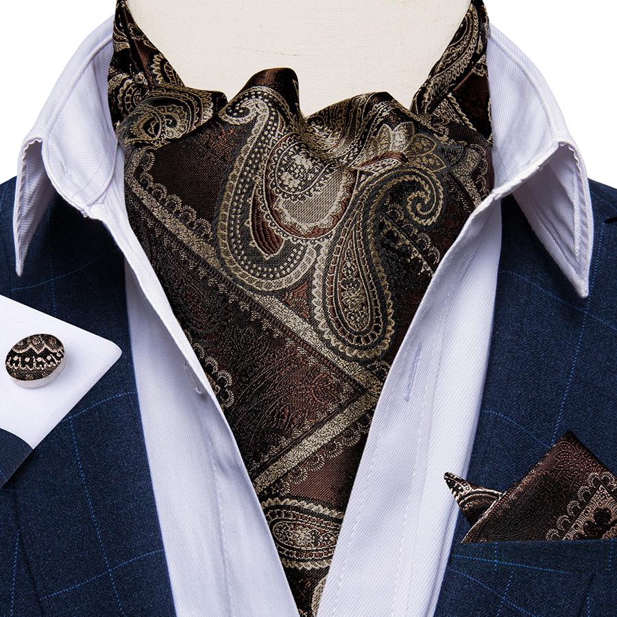 Herren Ascot Krawatte Blau Rot Krawatte für Business Paisley Seidenkrawatte Einstecktuch Manschettenknöpfe Krawattenset DibanGu AS-2047 von Joom DACH