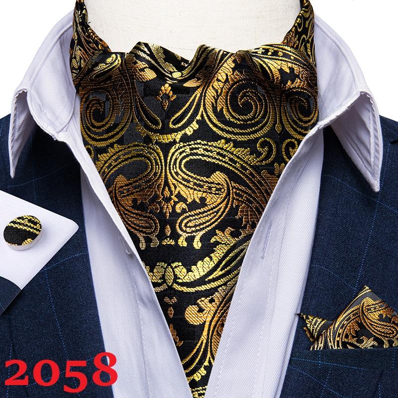 Herren Ascot Krawatte Blau Rot Krawatte für Business Paisley Seidenkrawatte Einstecktuch Manschettenknöpfe Krawattenset DibanGu AS-2058 von Joom DACH