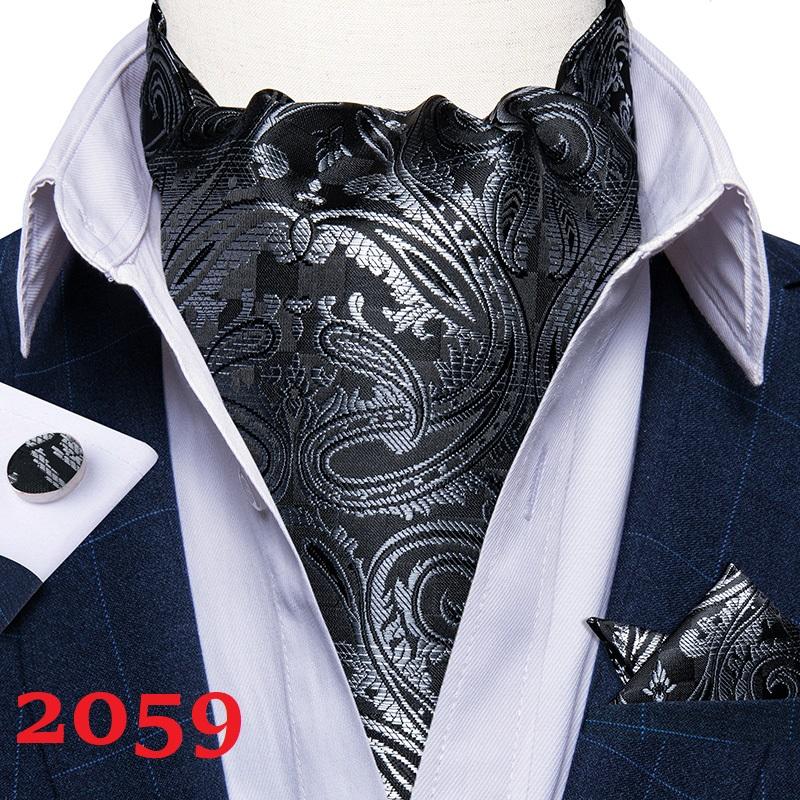 Herren Ascot Krawatte Blau Rot Krawatte für Business Paisley Seidenkrawatte Einstecktuch Manschettenknöpfe Krawattenset DibanGu AS-2059 von Joom DACH