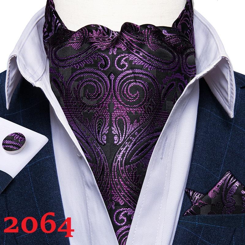 Herren Ascot Krawatte Blau Rot Krawatte für Business Paisley Seidenkrawatte Einstecktuch Manschettenknöpfe Krawattenset DibanGu AS-2064 von Joom DACH