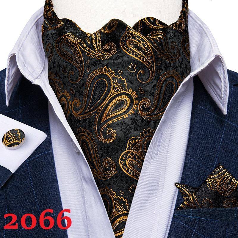 Herren Ascot Krawatte Blau Rot Krawatte für Business Paisley Seidenkrawatte Einstecktuch Manschettenknöpfe Krawattenset DibanGu AS-2066 von Joom DACH