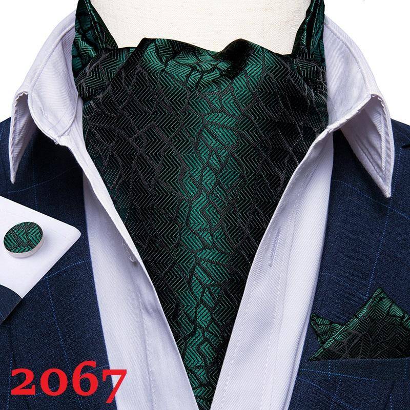 Herren Ascot Krawatte Blau Rot Krawatte für Business Paisley Seidenkrawatte Einstecktuch Manschettenknöpfe Krawattenset DibanGu AS-2067 von Joom DACH