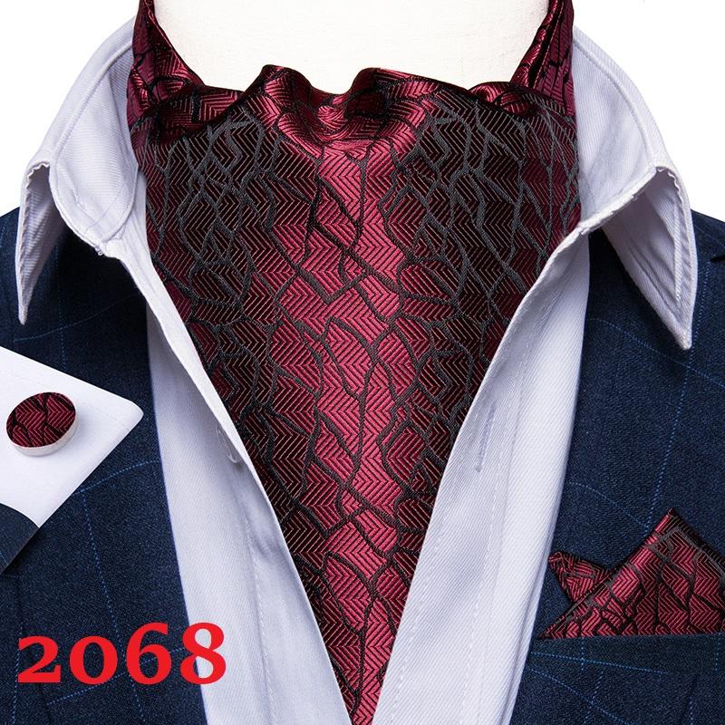 Herren Ascot Krawatte Blau Rot Krawatte für Business Paisley Seidenkrawatte Einstecktuch Manschettenknöpfe Krawattenset DibanGu AS-2068 von Joom DACH