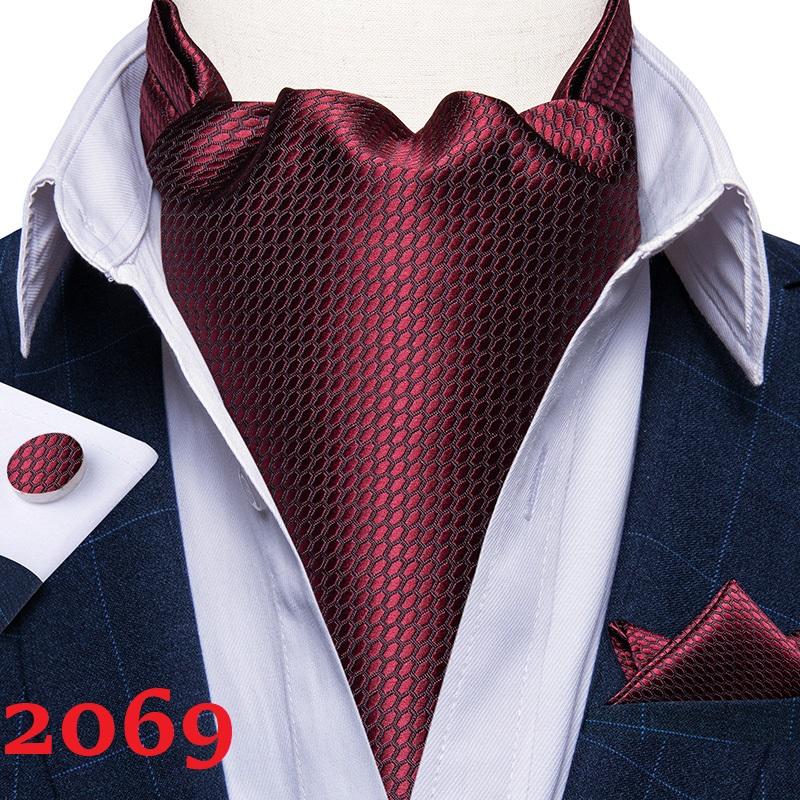 Herren Ascot Krawatte Blau Rot Krawatte für Business Paisley Seidenkrawatte Einstecktuch Manschettenknöpfe Krawattenset DibanGu AS-2069 von Joom DACH