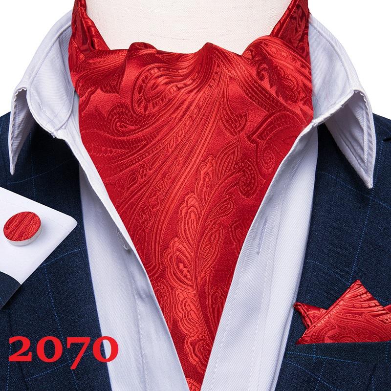 Herren Ascot Krawatte Blau Rot Krawatte für Business Paisley Seidenkrawatte Einstecktuch Manschettenknöpfe Krawattenset DibanGu AS-2070 von Joom DACH