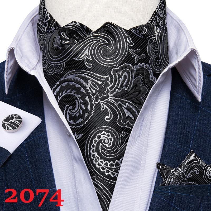 Herren Ascot Krawatte Blau Rot Krawatte für Business Paisley Seidenkrawatte Einstecktuch Manschettenknöpfe Krawattenset DibanGu AS-2074 von Joom DACH