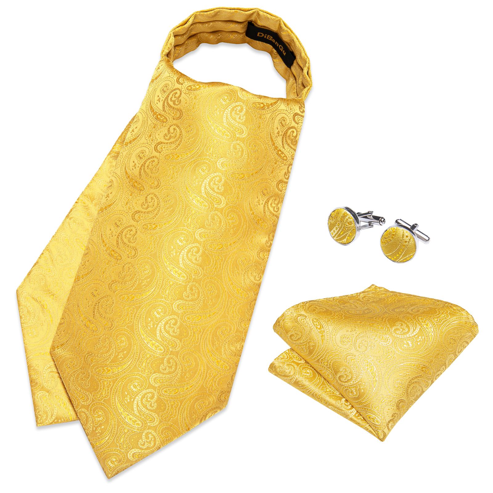 Herren Ascot Krawatte Blau Rot Krawatte für Business Paisley Seidenkrawatte Einstecktuch Manschettenknöpfe Krawattenset DibanGu AS-2075 von Joom DACH