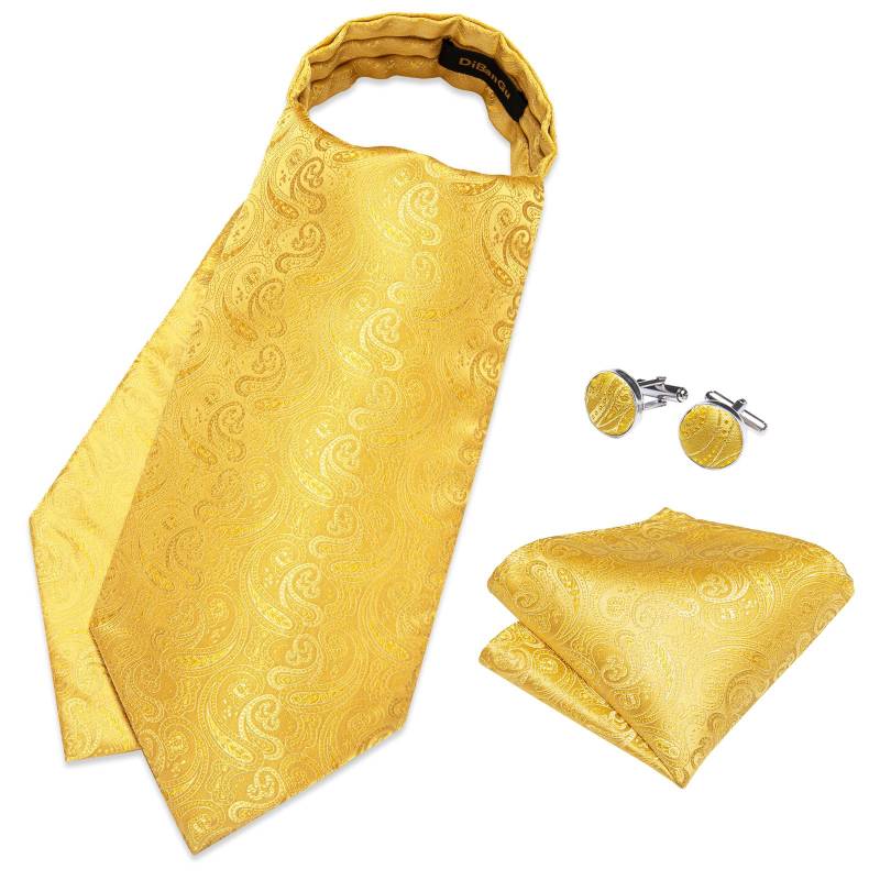 Herren Ascot Krawatte Blau Rot Krawatte für Business Paisley Seidenkrawatte Einstecktuch Manschettenknöpfe Krawattenset DibanGu AS-2075 von Joom DACH