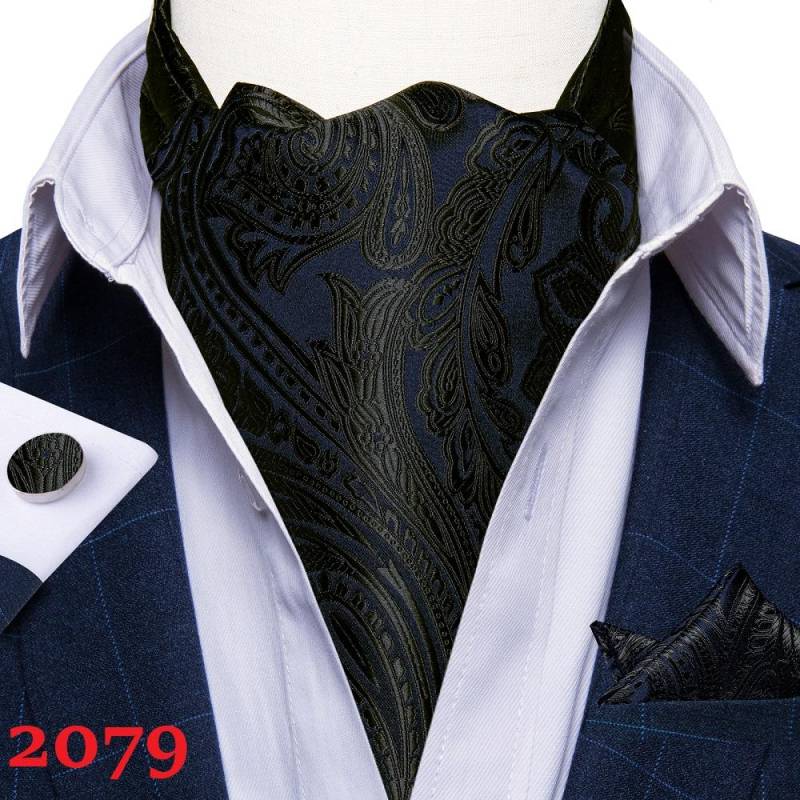 Herren Ascot Krawatte Blau Rot Krawatte für Business Paisley Seidenkrawatte Einstecktuch Manschettenknöpfe Krawattenset DibanGu AS-2079 von Joom DACH