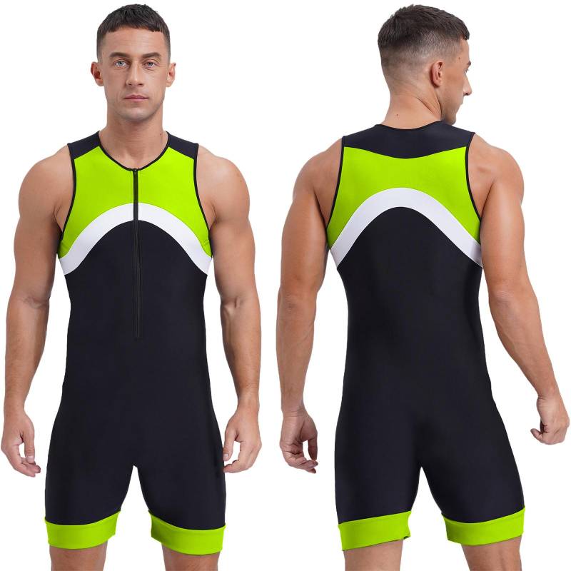 Herren Badeanzug Einteiler Jumpsuit Shorty Neoprenanzug Badeanzug Sportliche Bademode M fluoreszierende grün von Joom DACH