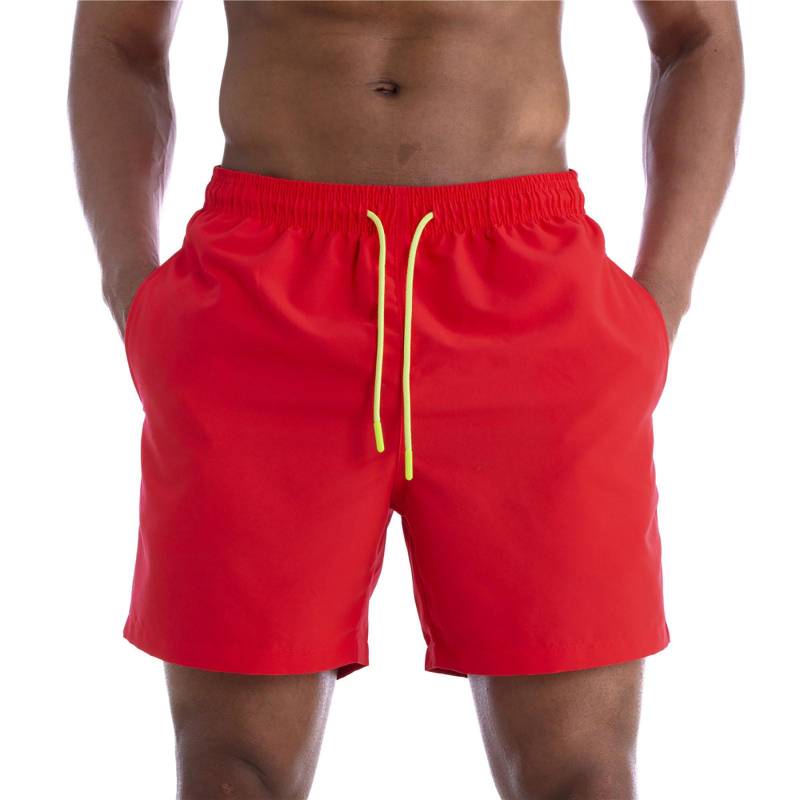 Herren-Badehose, schnell trocknende Strandshorts mit Reißverschlusstaschen und Netzstoff XXXXL rot von Joom DACH