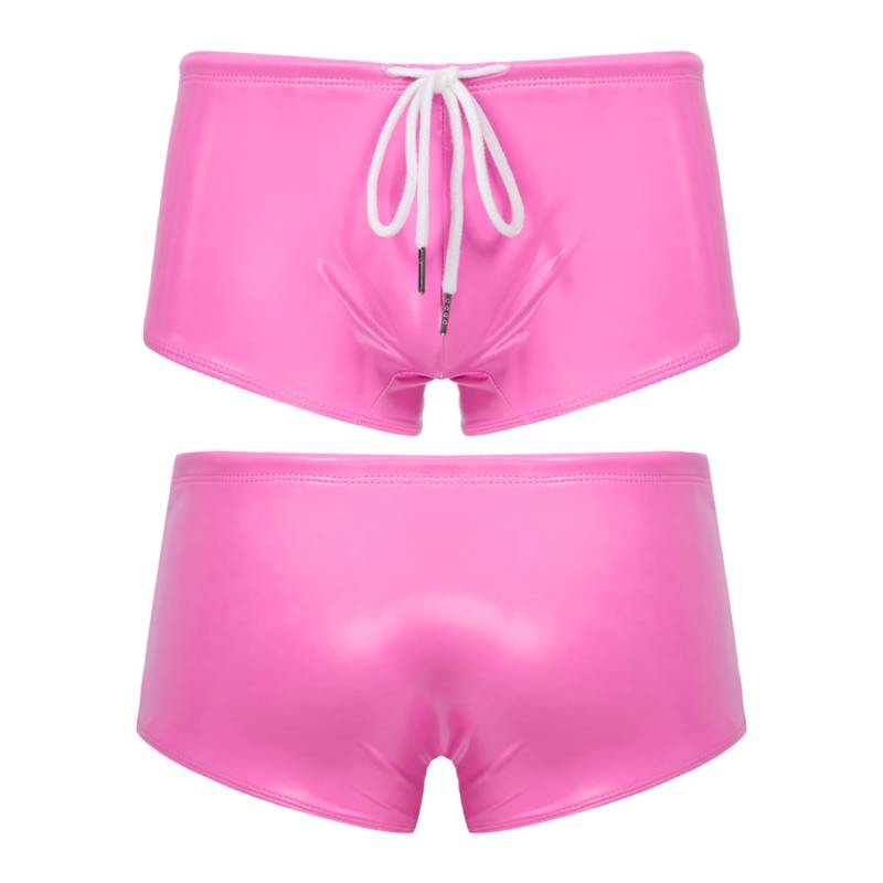 Herren-Badehose aus Lackleder im Wet-Look mit niedrigem Bund und Kordelzug, Boxershorts, Badebekleidung XL rosa Herren-Badehose aus Lackleder im Wet-Look mit niedrigem Bund und Kordelzug, Boxershorts, Badebekleidung XL rosa von Joom DACH