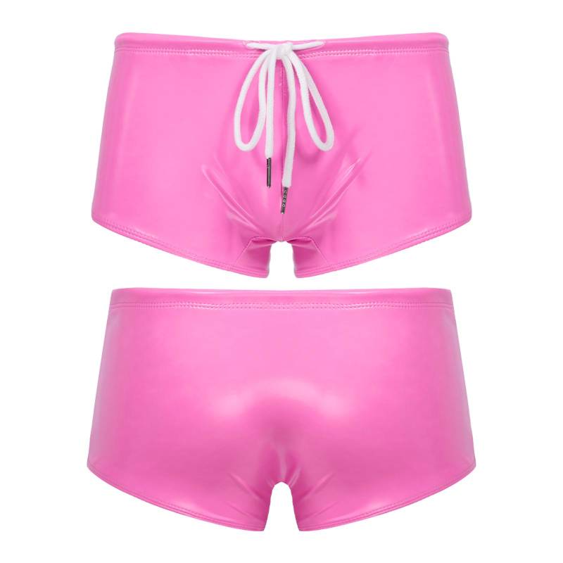 Herren-Badehose aus Leder mit niedrigem Bund und Kordelzug, Boxershorts, Badebekleidung XXL rosa von Joom DACH
