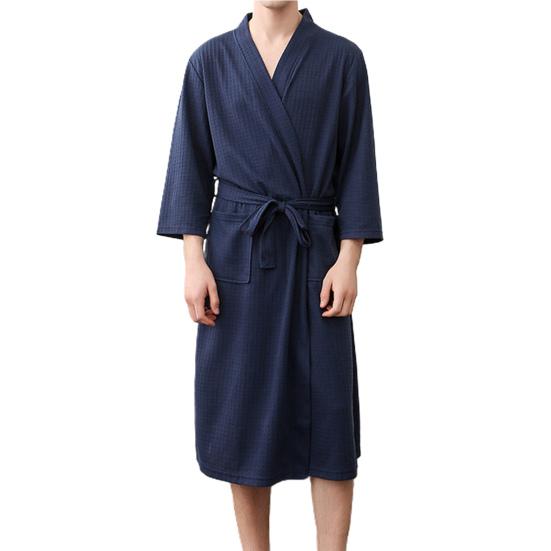 Herren Bademantel Einfarbig V-Ausschnitt Strickjacke Wasseraufnahme Übergröße Männlicher Pyjama 3XL navy blau von Joom DACH