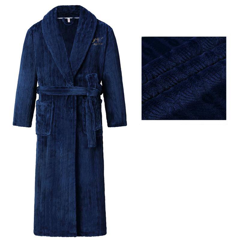 Herren Bademantel Winter Flanell Lang Robe Paar Verdickte Warme Nachtwäsche Plus Size Nachthemd Damen Lose Homewear 2XL von Joom DACH