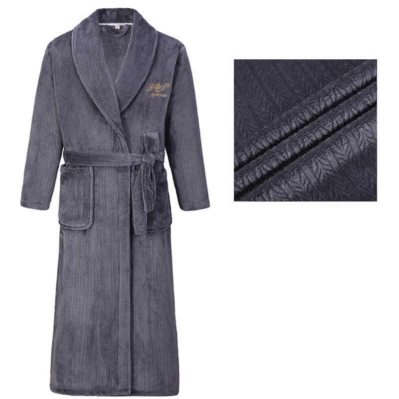 Herren Bademantel Winter Flanell Lang Robe Paar Verdickte Warme Nachtwäsche Plus Size Nachthemd Damen Lose Homewear 3XL von Joom DACH