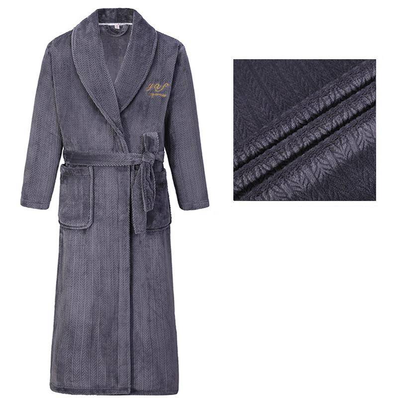 Herren Bademantel Winter Flanell Lang Robe Paar Verdickte Warme Nachtwäsche Plus Size Nachthemd Damen Lose Homewear 3XL von Joom DACH