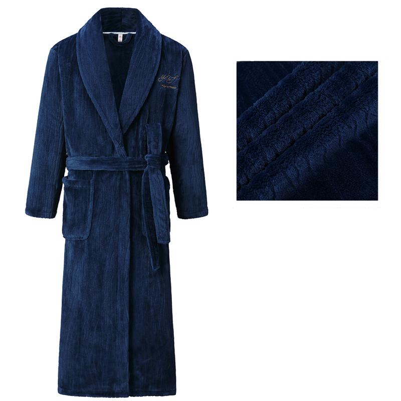 Herren Bademantel Winter Flanell Lang Robe Paar Verdickte Warme Nachtwäsche Plus Size Nachthemd Damen Lose Homewear 4XL von Joom DACH
