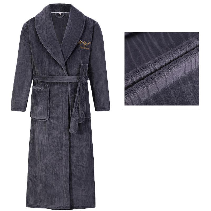 Herren Bademantel Winter Flanell Lang Robe Paar Verdickte Warme Nachtwäsche Plus Size Nachthemd Damen Lose Homewear 4XL von Joom DACH