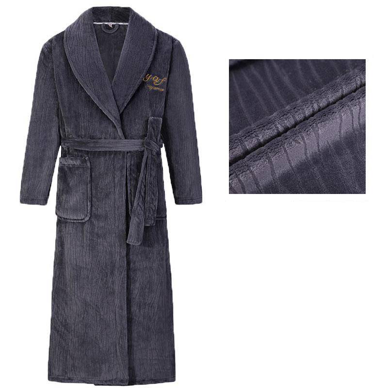 Herren Bademantel Winter Flanell Lang Robe Paar Verdickte Warme Nachtwäsche Plus Size Nachthemd Damen Lose Homewear 4XL von Joom DACH