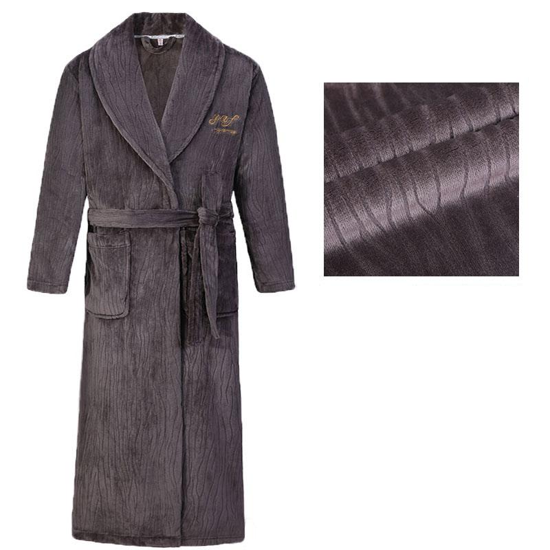 Herren Bademantel Winter Flanell Lang Robe Paar Verdickte Warme Nachtwäsche Plus Size Nachthemd Damen Lose Homewear 4XL von Joom DACH