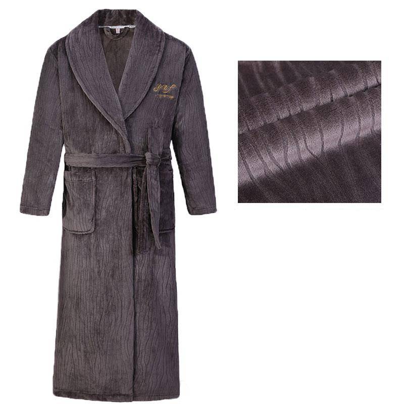 Herren Bademantel Winter Flanell Lang Robe Paar Verdickte Warme Nachtwäsche Plus Size Nachthemd Damen Lose Homewear 4XL von Joom DACH