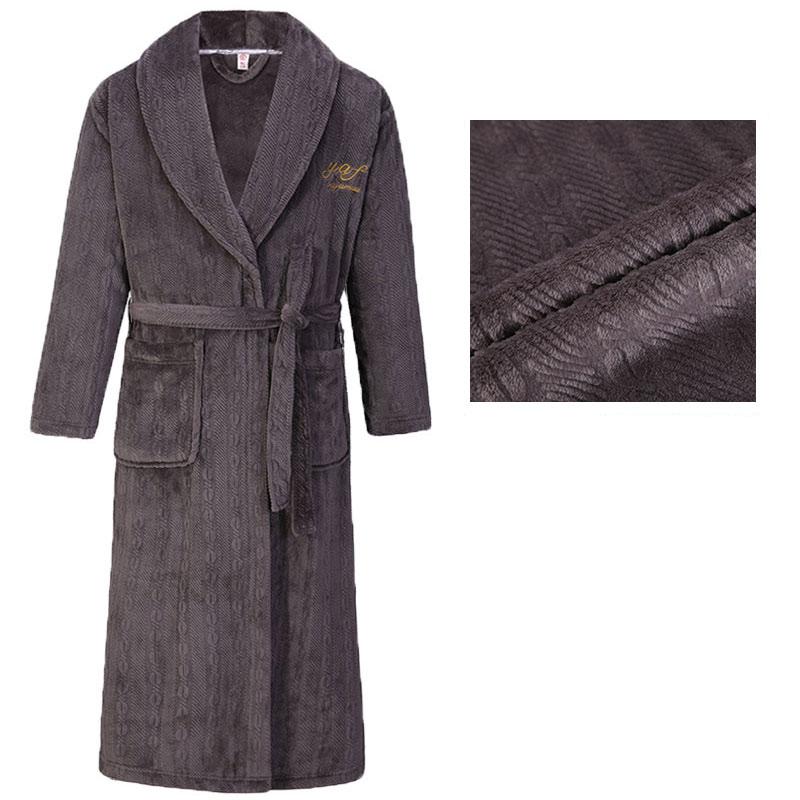 Herren Bademantel Winter Flanell Lang Robe Paar Verdickte Warme Nachtwäsche Plus Size Nachthemd Damen Lose Homewear 4XL von Joom DACH