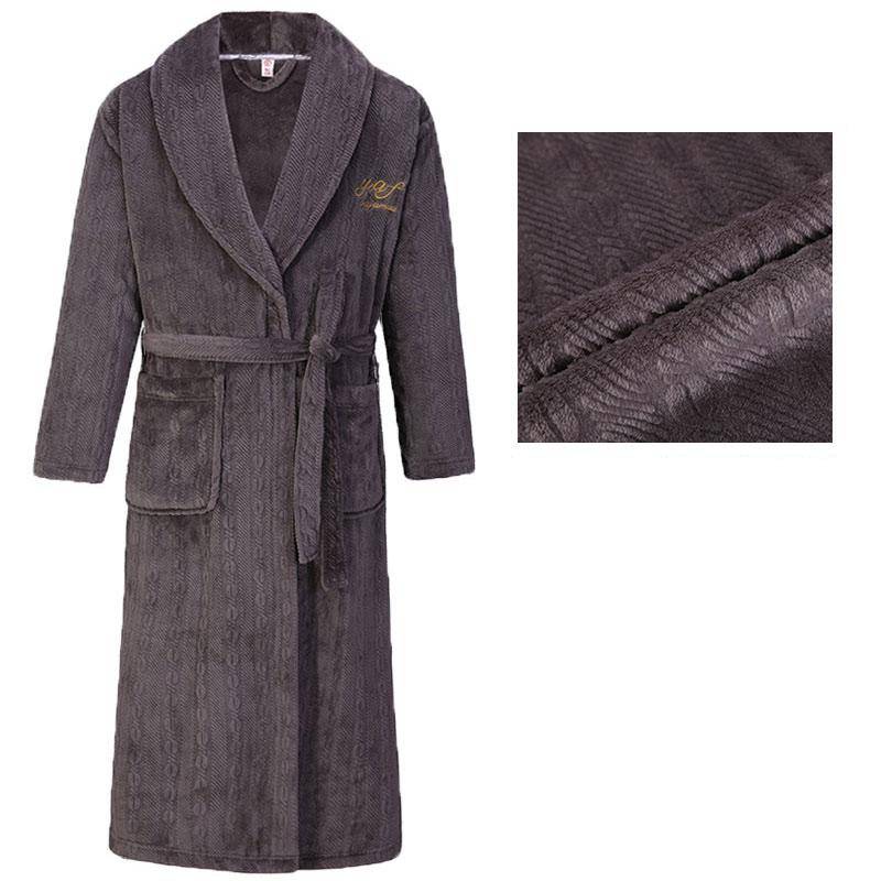 Herren Bademantel Winter Flanell Lang Robe Paar Verdickte Warme Nachtwäsche Plus Size Nachthemd Damen Lose Homewear 4XL von Joom DACH