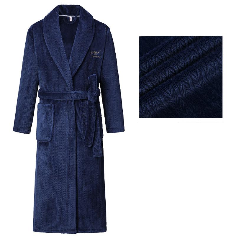 Herren Bademantel Winter Flanell Lang Robe Paar Verdickte Warme Nachtwäsche Plus Size Nachthemd Damen Lose Homewear 4XL von Joom DACH