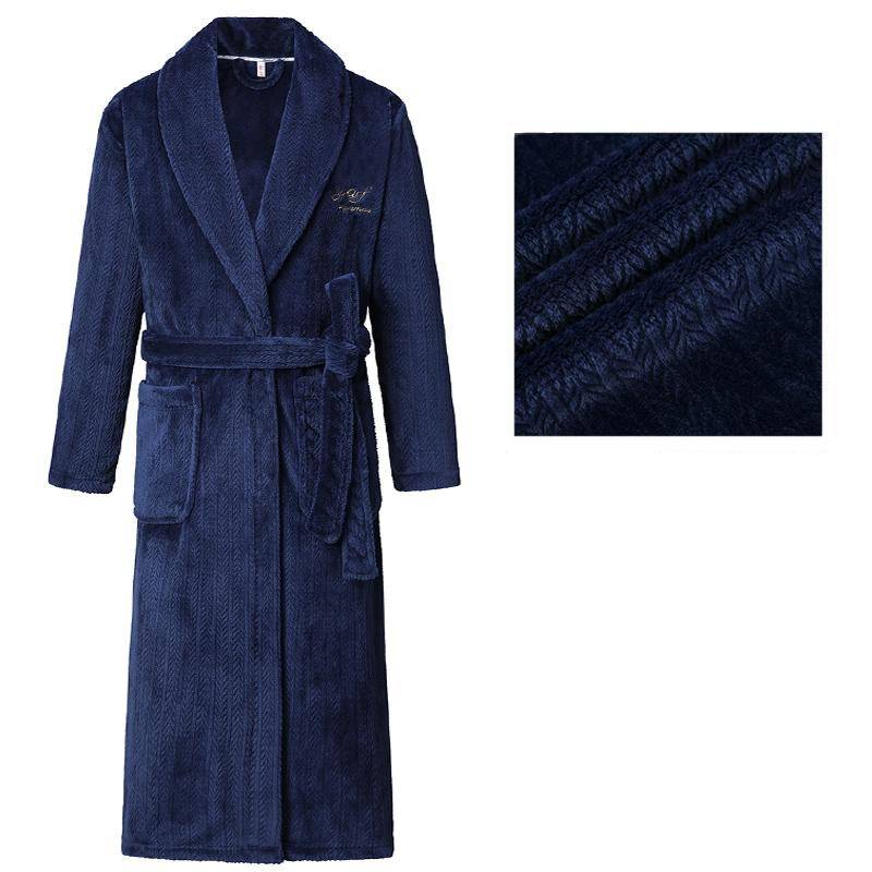 Herren Bademantel Winter Flanell Lang Robe Paar Verdickte Warme Nachtwäsche Plus Size Nachthemd Damen Lose Homewear 4XL von Joom DACH