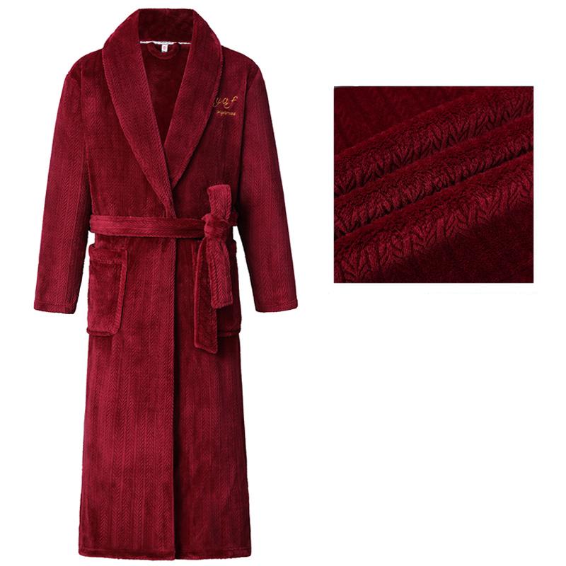 Herren Bademantel Winter Flanell Lang Robe Paar Verdickte Warme Nachtwäsche Plus Size Nachthemd Damen Lose Homewear 4XL von Joom DACH
